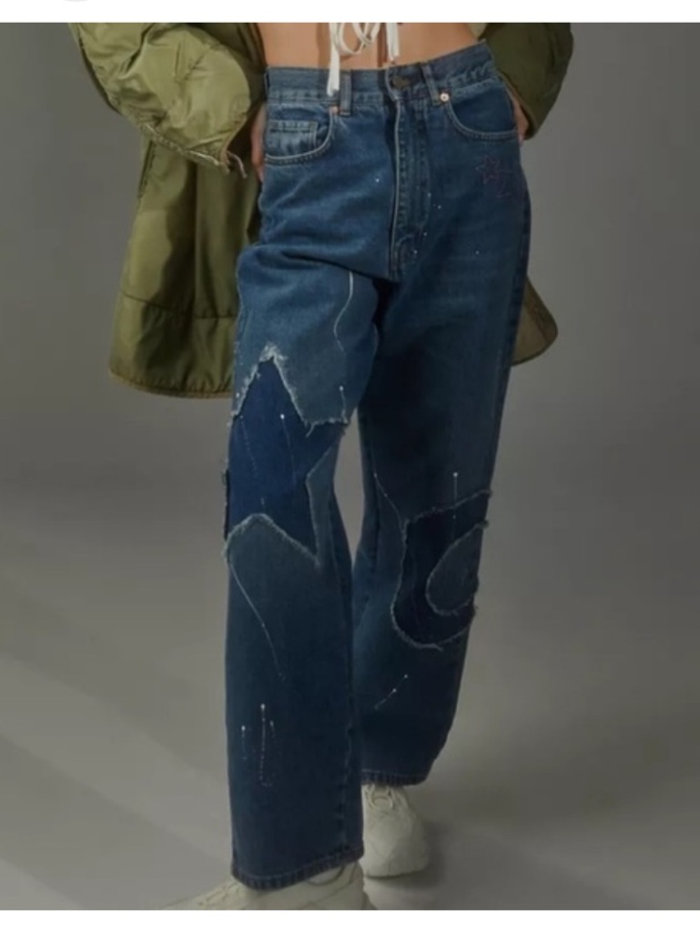 BDG Cotton Skylar High-Waisted Baggy Celestial Jeans